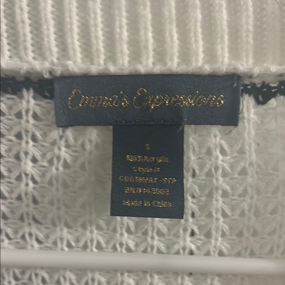 Expressions White and Black Striped Cardigan Sweater - Picture 2 of 4